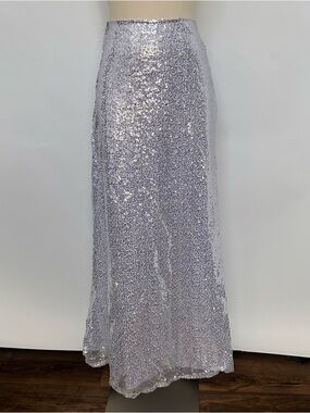 Daisy Corsets silver Sequin Maxi Skirt with Subtle Sheen